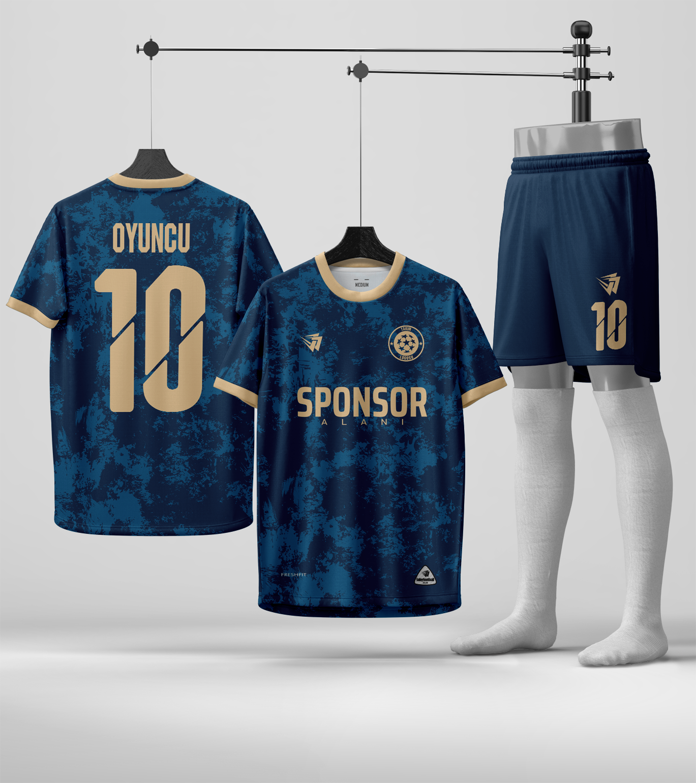 Arsenal Lacivert Mavi Halısaha Forma halısaha forması tasarla modeli Arsenal Lacivert Mavi Halısaha Forma; lacivert, mavi ve gold forma, şort ve çorap takımı